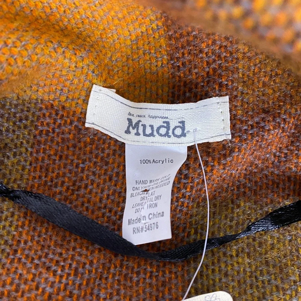 Mudd Womens Blocked Topper Vest  One‎ Size Rust Orange Colorblock Fringe NEW